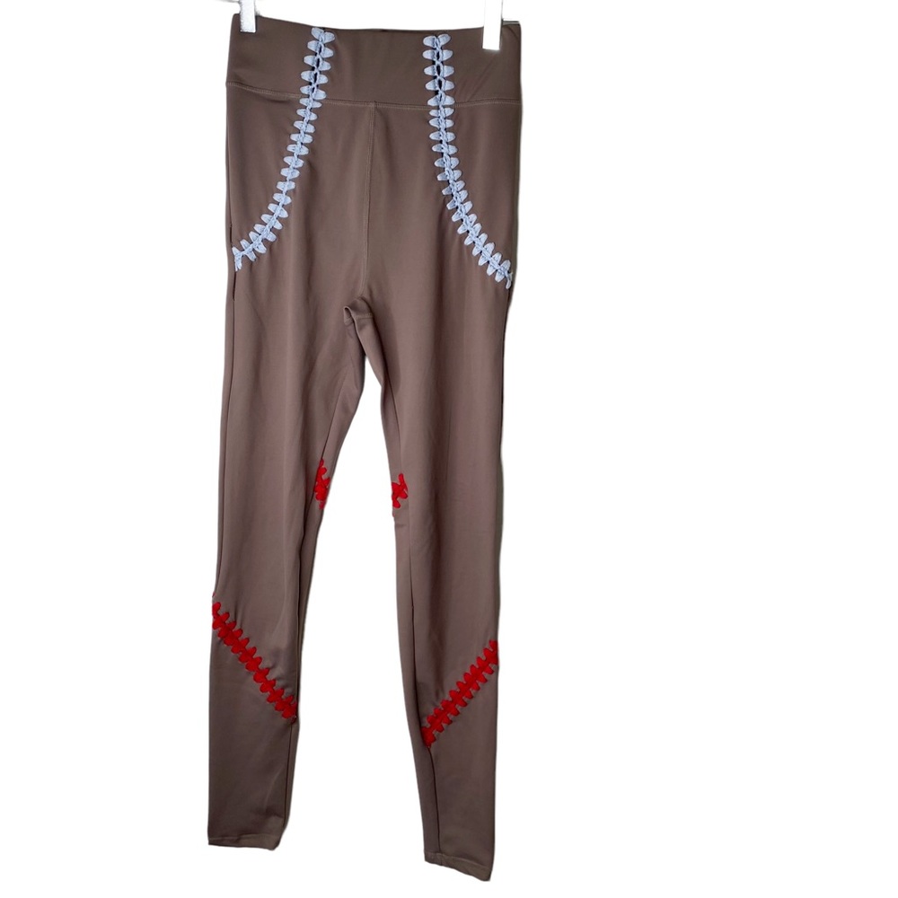 Carbon38 La Plage Crochet Stitching Leggings Tan Size XS - Picture 5 of 12